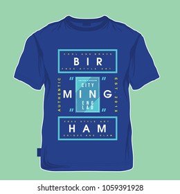 birmingham typography tee shirt design, vector illustration for printing 