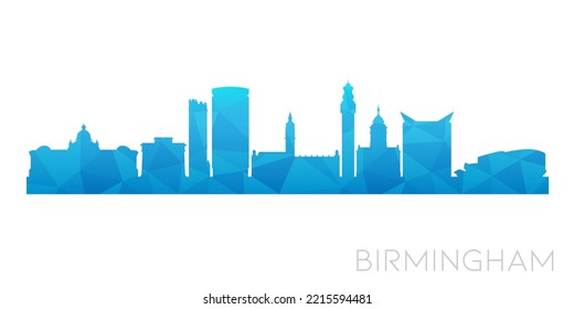 Birmingham, UK Low Poly Skyline Clip Art City Design. Geometric Polygon Graphic Horizon Icon. Vector Illustration Symbol.