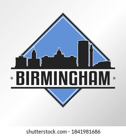 Birmingham, UK Skyline Logo. Adventure Landscape Design Vector Illustration.