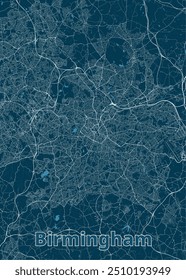 Birmingham, United Kingdom artistic blueprint map poster