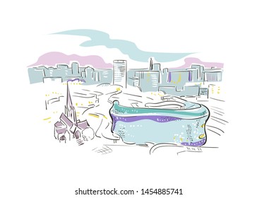 Birmingham United Kingdom Europe vector sketch city illustration line art