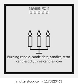 Birning candle, candelabra  line icon