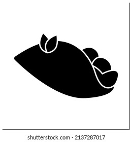 Birria glyph icon. Traditional Mexican snack. Delicious tacos with fried meat.Food trends concept.Filled flat sign. Isolated silhouette vector illustration