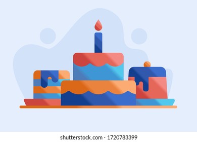 birtday cake illustration flat. bakery vector design