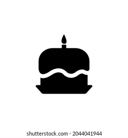 Birtday Cake Silhouette Icon On White Background