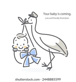 birth announcement, boy, cute illustration