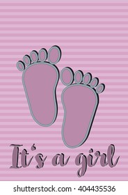 Birth announcement for a girl with the sentence "It' s a girl"