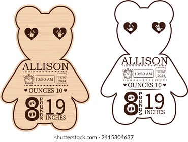 Birth Announcement Ornament Laser Cut