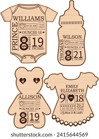 Birth Announcement Ornament Laser Cut Bundle Design 
