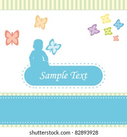Birth announcements greeting card. Girl version.