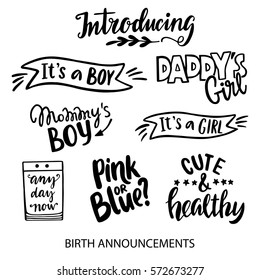 Birth Announcements lettering collection