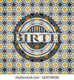 Birth arabesque style emblem. arabic decoration.