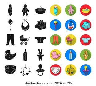 Birth of a baby black,flat icons in set collection for design. Newborn and accessories vector symbol stock web illustration.