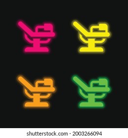 Birth Bed four color glowing neon vector icon