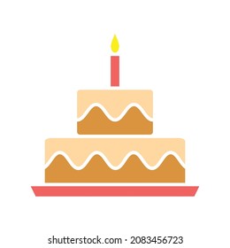 Birth Cake Icon Vector Design Template.