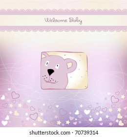 Birth card announcement with bear