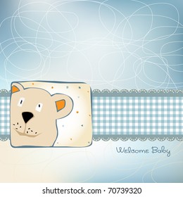 Birth card announcement with bear