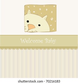 Birth card announcement with cat