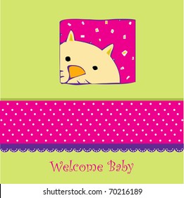Birth card announcement with cat