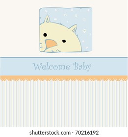 Birth card announcement with cat