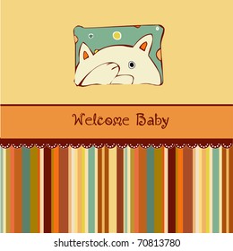 Birth card announcement with cat
