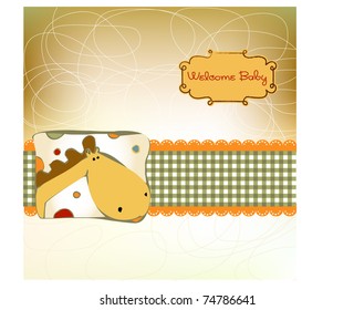 Birth card announcement with giraffe