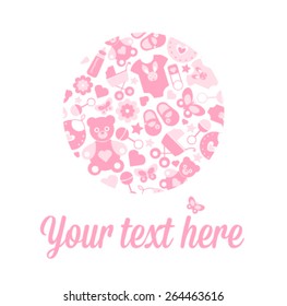 Birth Card Circle Pink