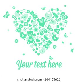 Birth Card Hart Green