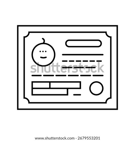 birth certificate line icon vector. birth certificate sign. isolated contour symbol black illustration