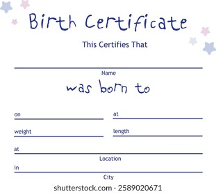 birth certificate simple simple design