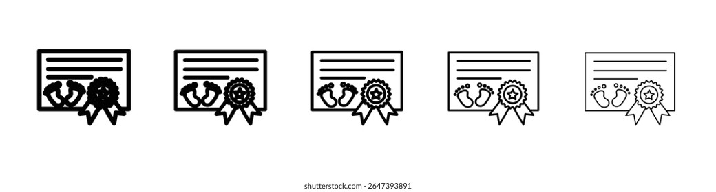 Birth certification icon flat illustration set logo