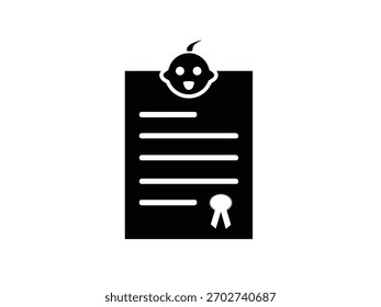 Icono de certificación de nacimiento aislado sobre fondo blanco.