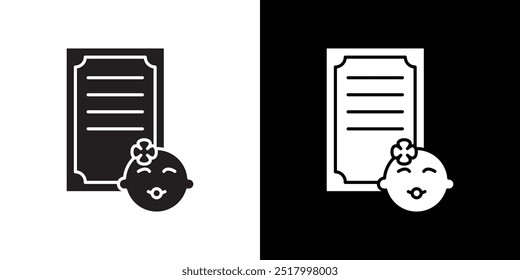 Birth certification icon Thin line flat illustration