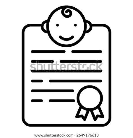 Birth certification icon Thin line vector design