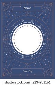 Birth chart empty. Elegant design for natal chart. Astrology.