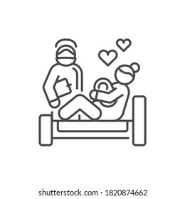 Birth of child black line icon. Pictogram for web, mobile app, promo. UI UX design element.