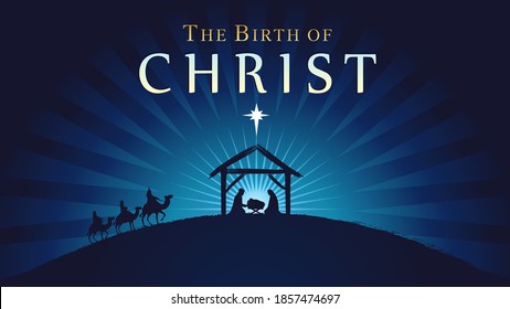 Christmas Scene Baby Jesus Manger Mary Stock Vector (royalty Free 