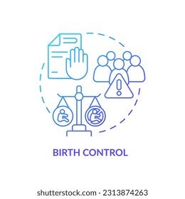 Icono de concepto de gradiente azul de control de natalidad. Método anticonceptivo. Prevención del embarazo. Empoderamiento de las mujeres. Ilustración de línea delgada de idea abstracta de derecha reproductiva. Esquema aislado