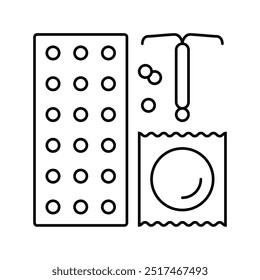 birth control gynecologist line icon vector. birth control gynecologist sign. isolated contour symbol black illustration