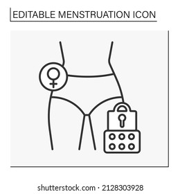  Symbol für die Geburtskontrolle. Hormonale Kontrazeption. Arzneimittel zum Schutz vor Schwangerschaft.Menstruationskonzept. Einzige Vektorgrafik. Bearbeitbarer Hub