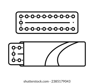 Blister de píldoras anticonceptivas, línea de ilustraciones artísticas.