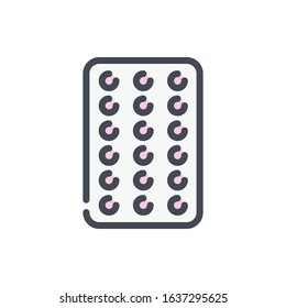 Birth control pills color line icon. Contraceptive pill vector outline colorful sign.