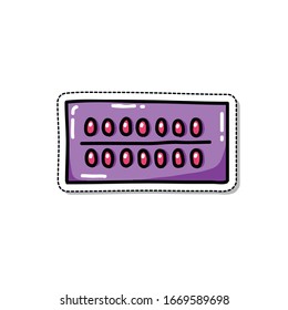 birth control pills doodle icon, vector illustration