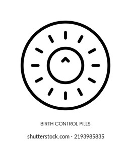 birth control pills icon. Line Art Style Design Isolated On White Background