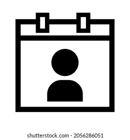 Birth date outline vector icon. Calendar. Notebook. Badge. Silhouette. Identification. Organizer. Flat simple line design illustration.