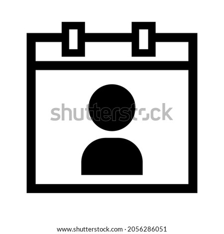 Birth date outline vector icon. Calendar. Notebook. Badge. Silhouette. Identification. Organizer. Flat simple line design illustration.
