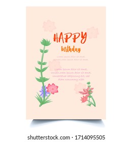 It's a birth day card with water color flower. It's beautiful and easy to edit. Pink and green color flowers are used here. It's perfect for birthday greetings, invitation, celebration,etc. 