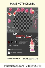 Birth day, party card, invitation card, card design, birth, happy birth day, template, kid, event