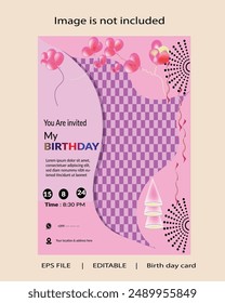 Birth day, party card, invitation card, card design, birth, happy birth day, template, kid, event