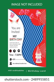 Birth day, party card, invitation card, card design, birth, happy birth day, template, kid, event